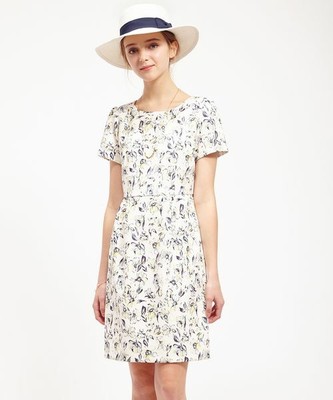 花柄半袖タックコクーンワンピース