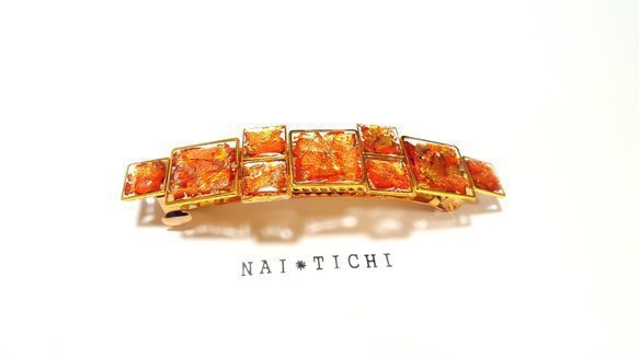 和のバレッタ(オレンジ/ゴールド)