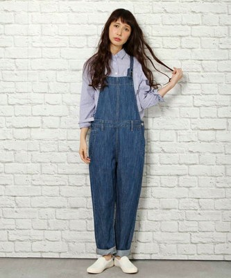 綿麻デニムサロペットパンツ
