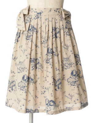 フルーツカトラリー柄タックスカート