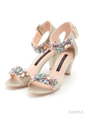 [L.B CANDY STOCK]ビジューストラップサンダル