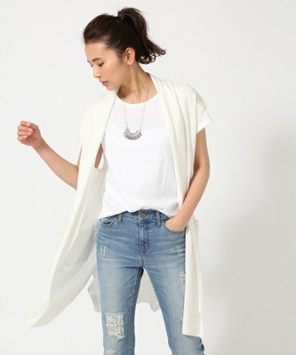 GLOBAL WORK レーヨンリネンロングジレ