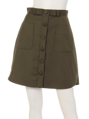 スプリングフロントボタンAラインスカート