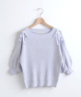 レースアップボリュームプルオーバー