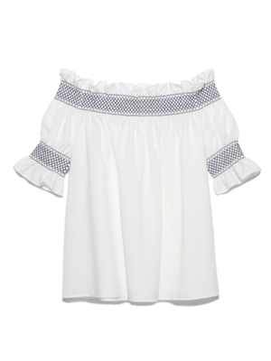 フリルオフショルトップス