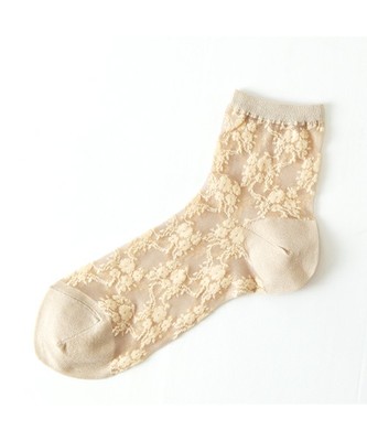 チュールフローラルレースショートソックス