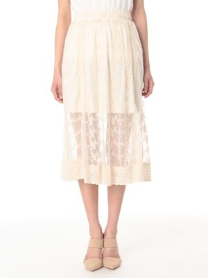 レーススリットミディー丈スカート