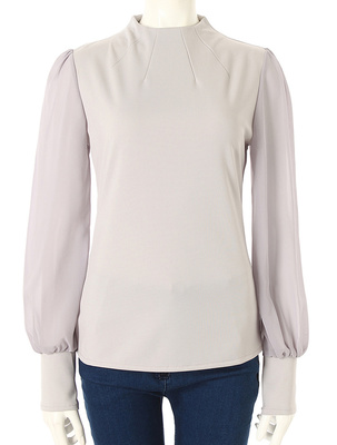 袖シースルーハイネックトップス