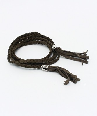 フェイクスエード編込みタッセルベルト/紐ベルト