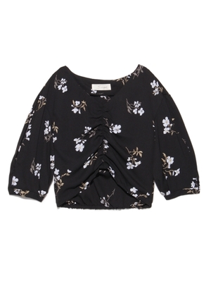 プリントギャザースリットブラウス