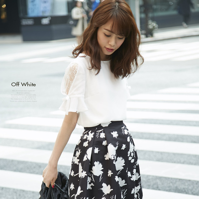 涼顔お嬢様袖レースブラウス