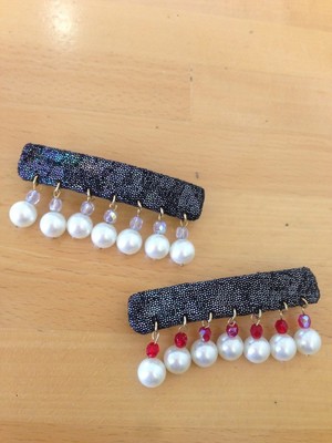しゃらゃらパールのバレッタ