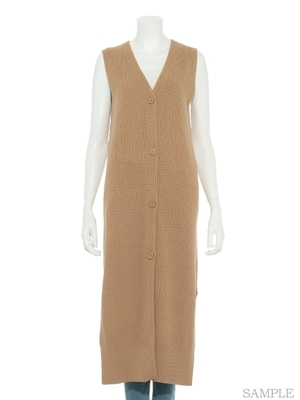 畦編みロングジレ