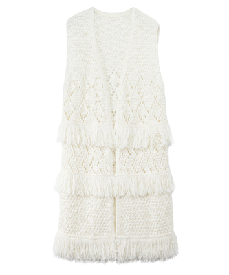 FRINGE KNIT LONG GILLET