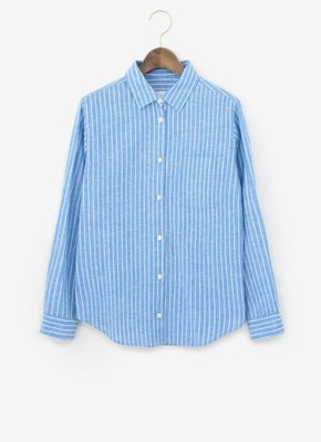 ベルギーリネンコットンリラックス長袖シャツ