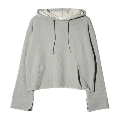 STYLENANDA 切りっぱなしクロップドプルオーバーパーカー