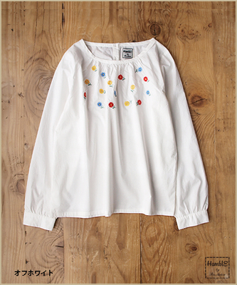 刺繍ブラウス(ノーカラー)