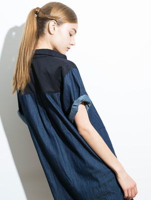 デニムスイッチングワンピース