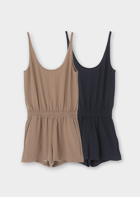 （LI HUÀ）バックサテン ジョーゼット ロンパース