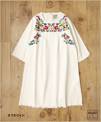 （デニム生地）刺繍ワンピース