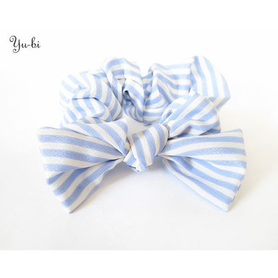 ヘアゴム リボンストライプボーダー