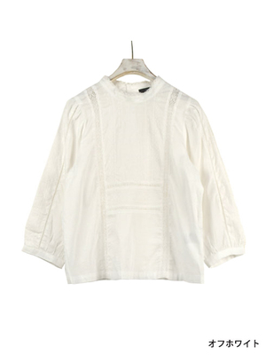 刺繍レース切替ブラウス