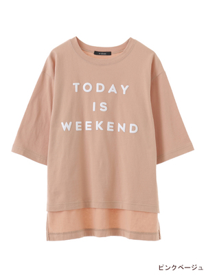 ロゴ入りスリットTシャツ