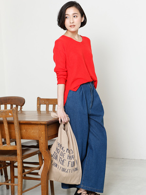 Vネックサマーニットプルオーバー