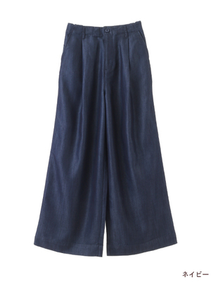 デニムタックワイドパンツ