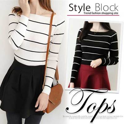 シンプルボーダートップス