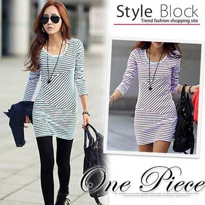 ボーダー柄スリムワンピース