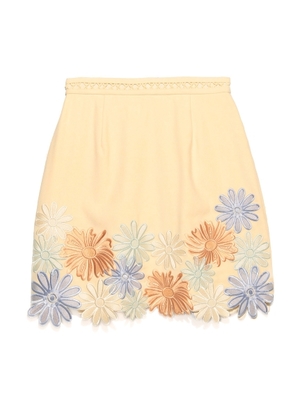 フラワー刺繍台形スカート