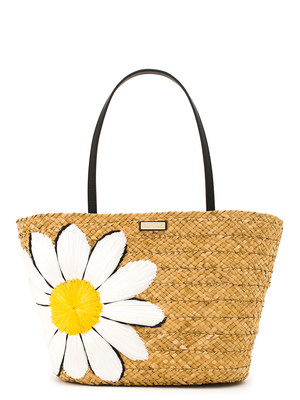 DOWN THE RABBIT HOLE STRAW DAISY TOTE