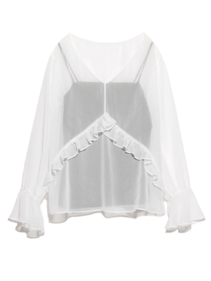 オーガンジーボリュームブラウス