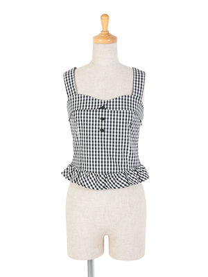 バックリボン裾フリルビスチェ