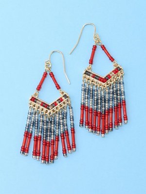 ビーズフリンジピアス