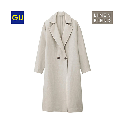 GU リネンブレンドトレンチコート