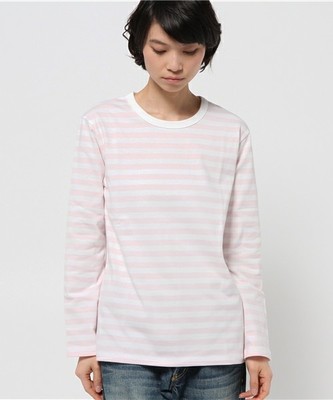 agnes b. ピンクボーダー 長袖Tシャツ