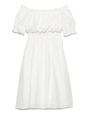 Lily Brown コットンレースオフショルワンピ