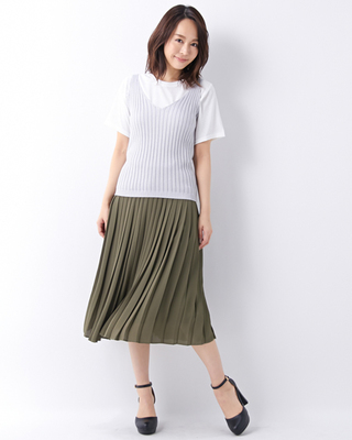 畦ニットキャミTシャツ