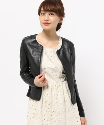 ASTORIA ODIER ノーカラー合皮ジャケット