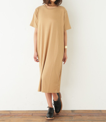 CUT RIB半袖MIDI OP-S