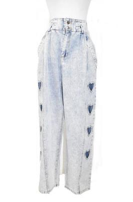Side Heart Hole Denim Pants