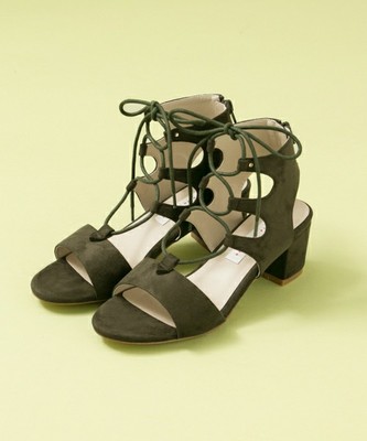 レースアップヒールサンダル