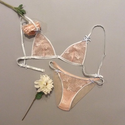 Non-Wire Triangle Bra & Tanga Panty Lingerie Set