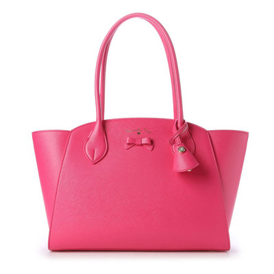 サマンサベガ リボン付きスクエアトートバッグ 大(フューシャピンク)