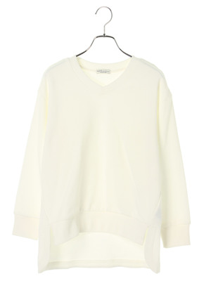 Vネック裾ラウンドヘムプルオーバー