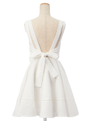 コットンレースバックリボンワンピ