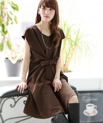 REAL CUBE　柔らかピーチのフロントリボンワンピース