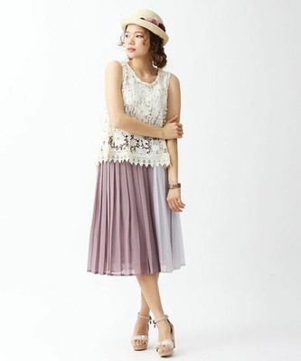 axes femme　配色プリーツスカート